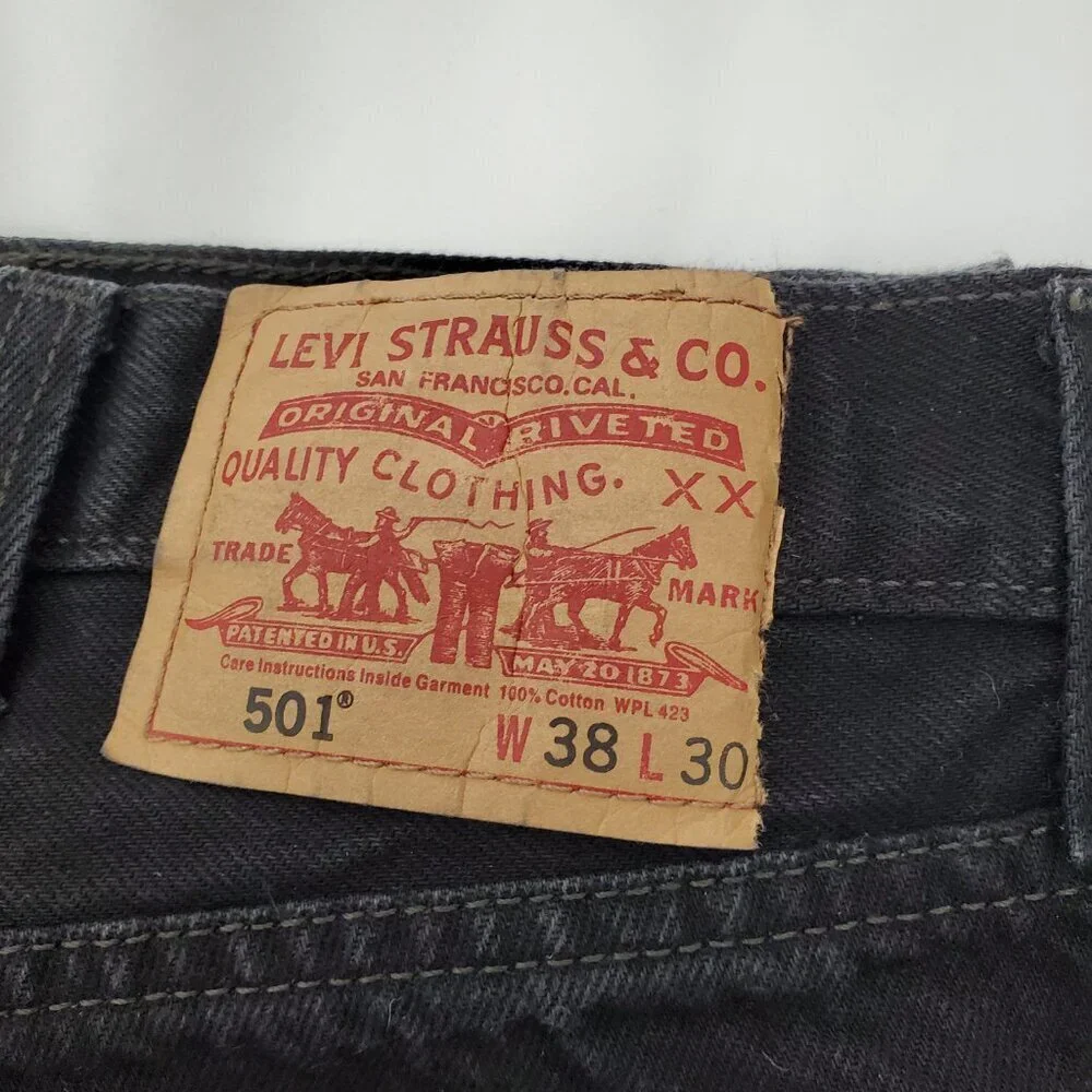 Vintage Levi’s 501 Button Fly Straight Leg Jeans - Black 38x30